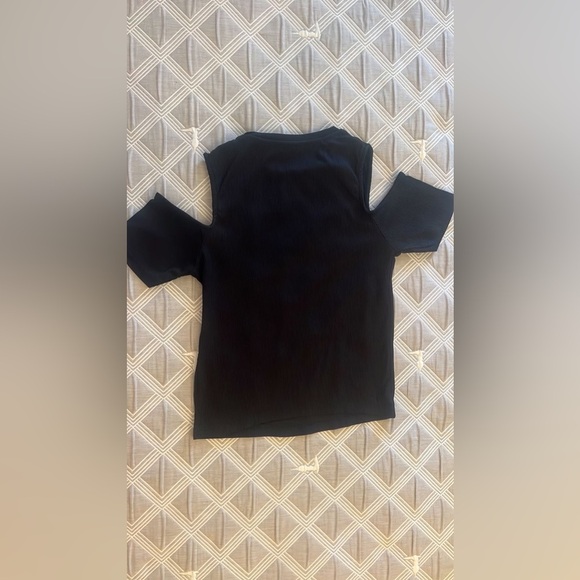 Zara Elegant Black Ribbed Top off shoulders size S - Picture 2 of 5